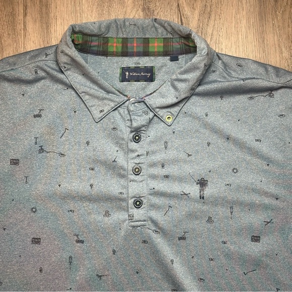 William Murray Polo Shirt Mens XL Gray All Over Print‎ Golf Performance Stretch - Picture 2 of 13